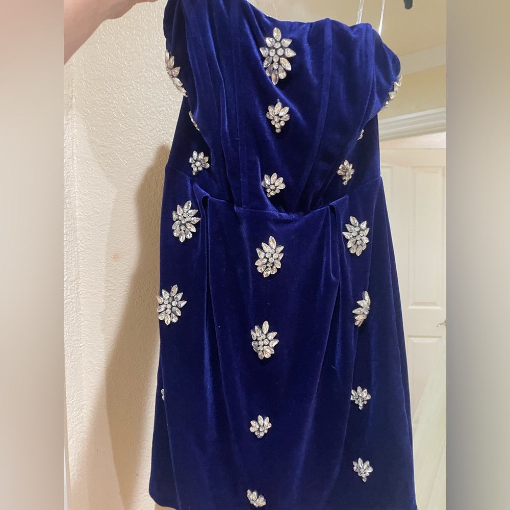 Beautiful blue velvet mini dress.
